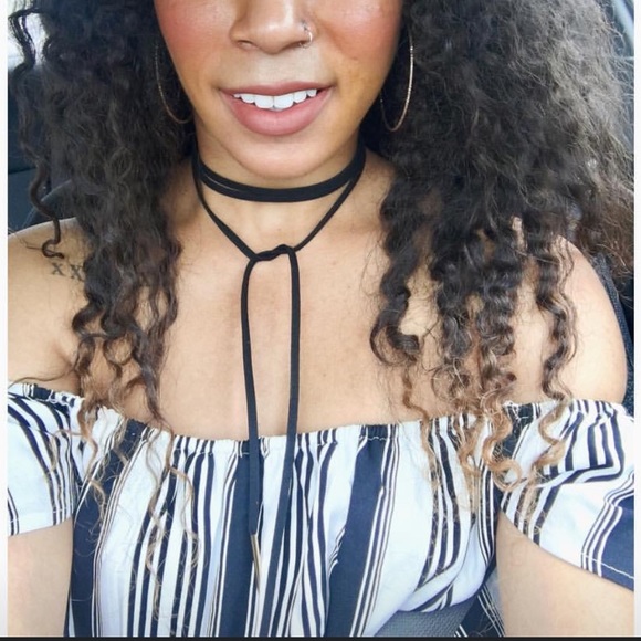 •Donated• Forever 21 Striped Off the Shoulder Top M - Picture 3 of 4